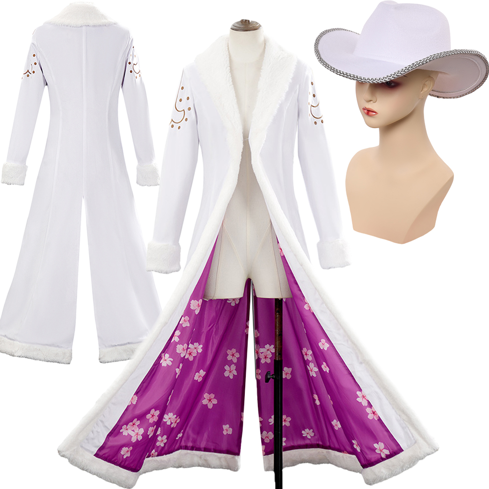 Anime Cosplay Nico Robin - Nico Robin Cosplay Kostum Putih Mantel