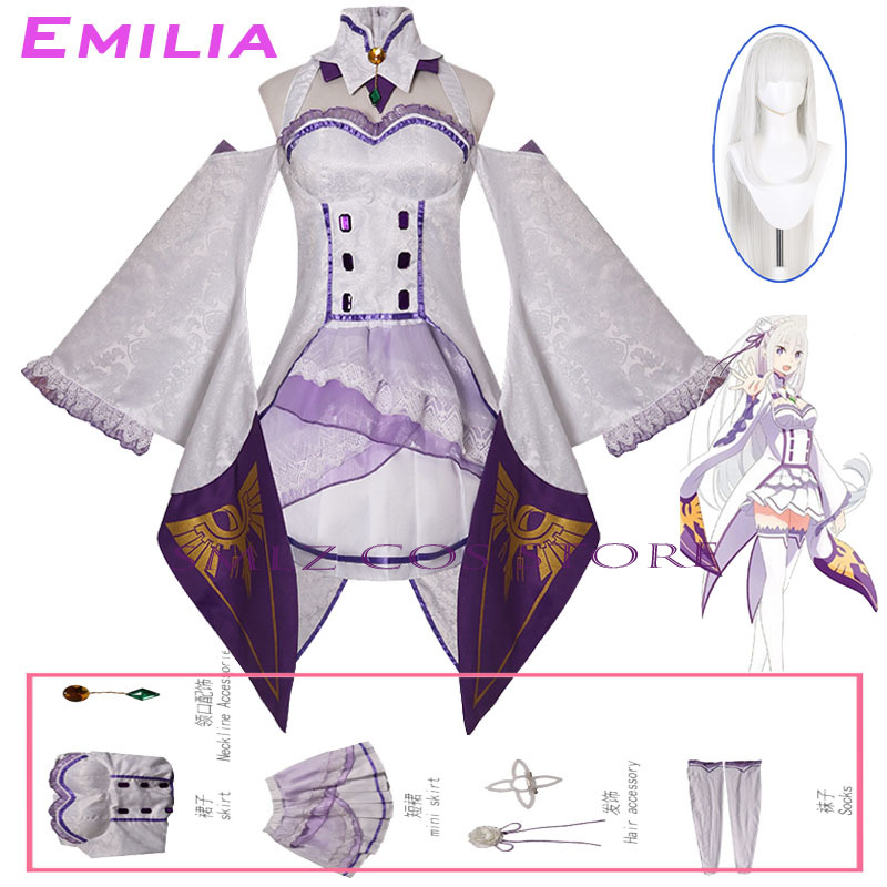 Anime Cosplay Wigs - Kostum Cosplay Emilia Anime Re Zero