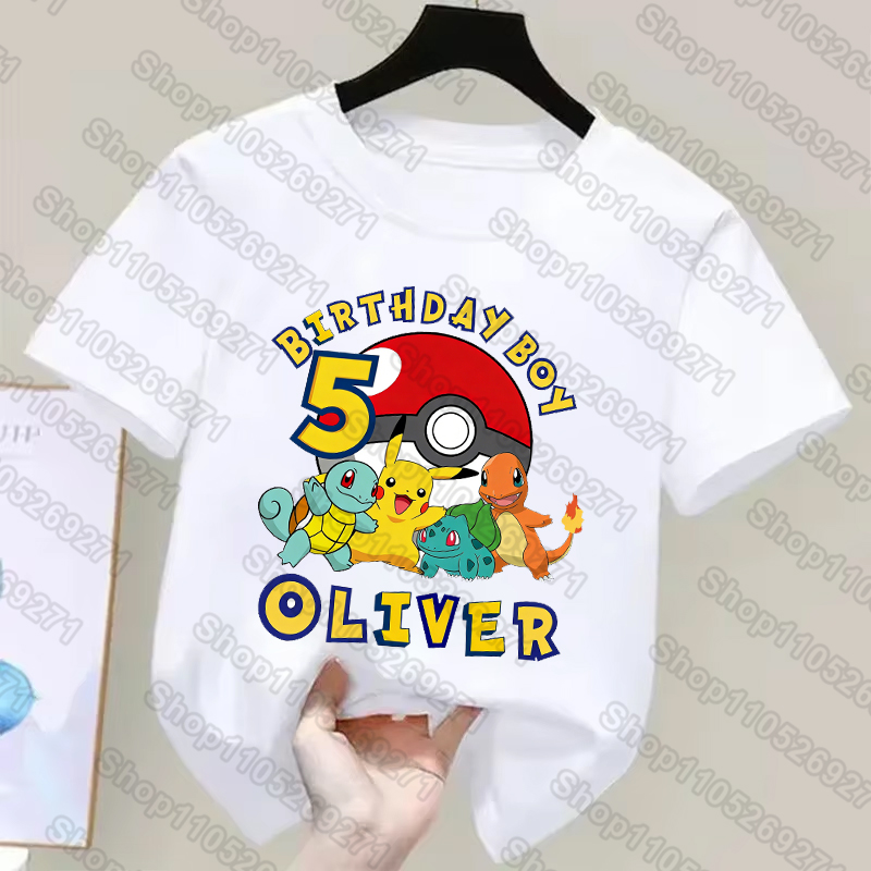 Anime Cosplay Pokemon - Kaus Anak-anak Pokemon Kaus Cetak Nomor