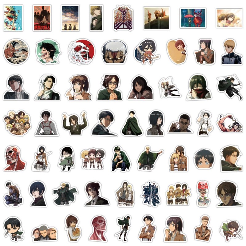 Anime Cosplay Cute - 60 Buah Stiker Anime Attack On