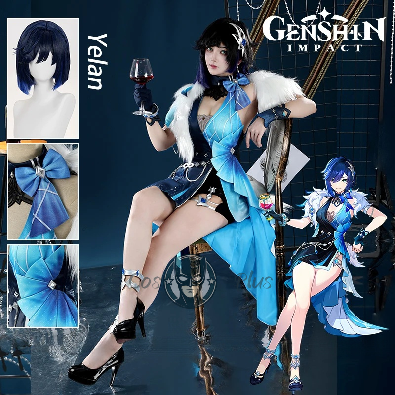 Anime Cosplay Wigs - Genshin Impact Yelan Kostum Cosplay Wig