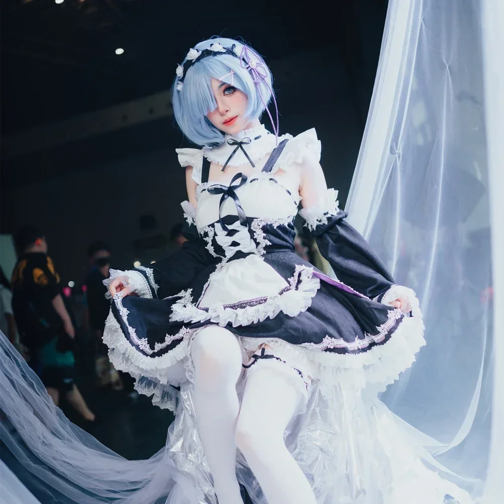 Kostum Cosplay Anime Maid Rem  - Re Zero Rem Wig ulasan dan harga