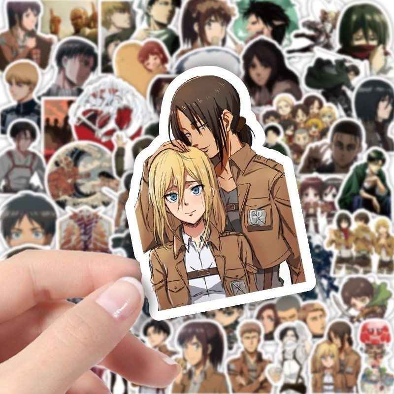 60 Buah Stiker Anime Attack On - Anime Cosplay Cute ulasan dan harga