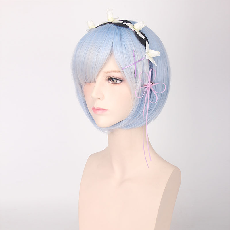 Wig Cosplay Ram Rem dari Start - Re Zero Rem Wig ulasan dan harga